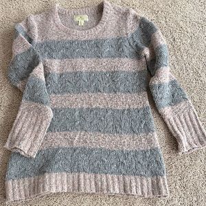 Like pink and gray cable long sweater